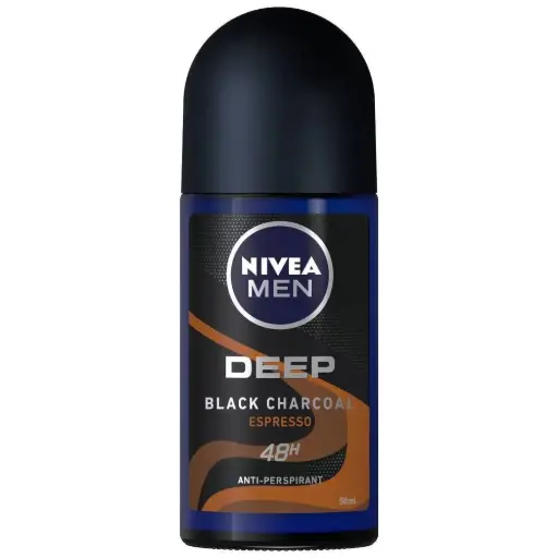 [NV-ROLL-D]  Deep Black Charcoal Roll On 50ml For Men Nivea  