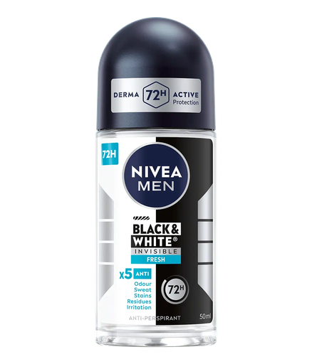 [NV_ROLL-F] Black & White Invisible Fresh Roll On 50ml For Men Nivea  